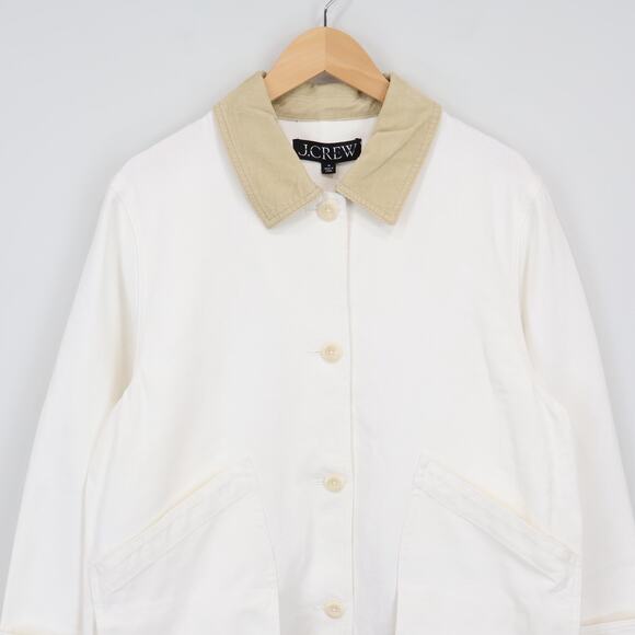 J.Crew Women's Barn Patch Pocket Canvas Jacket Ivory Size Medium NWT - Picture 3 of 9
